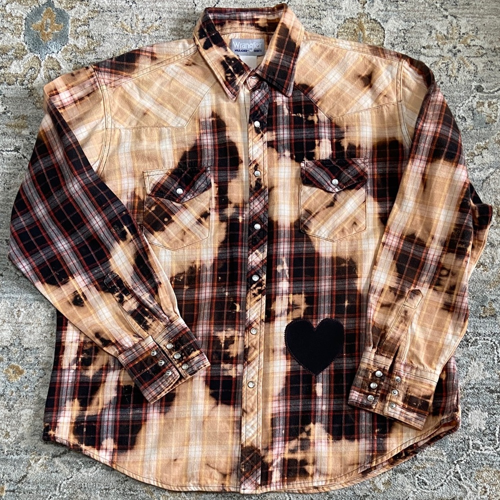 Handcrafted Distressed Flannel Shirt with Hard Rock Graphic - Picture 2 of 7